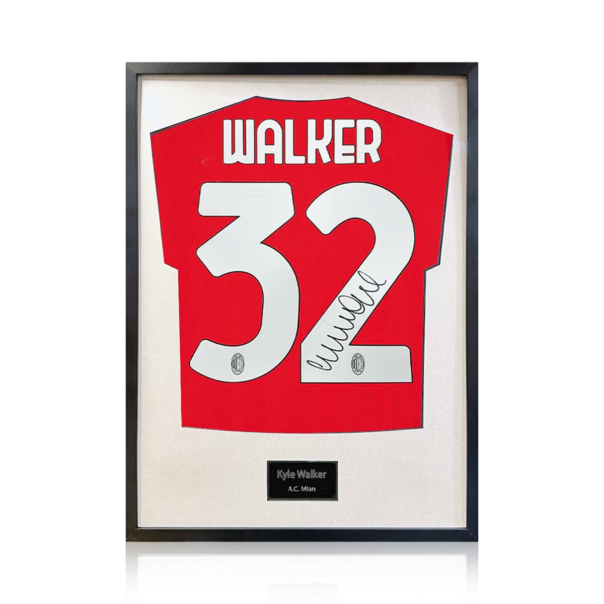 Kyle Walker Signed Framed AC Milan Football Shirt with White Mount Kyle Walker Signed Framed AC Milan Football Shirt with White Mount