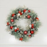 30 Inch Pre-Lit Flocked Christmas Wreath 30 Inch Pre-Lit Flocked Christmas Wreath