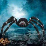 Front Version of a halloween Huge Spider With 6 LED eyes on a plain white background