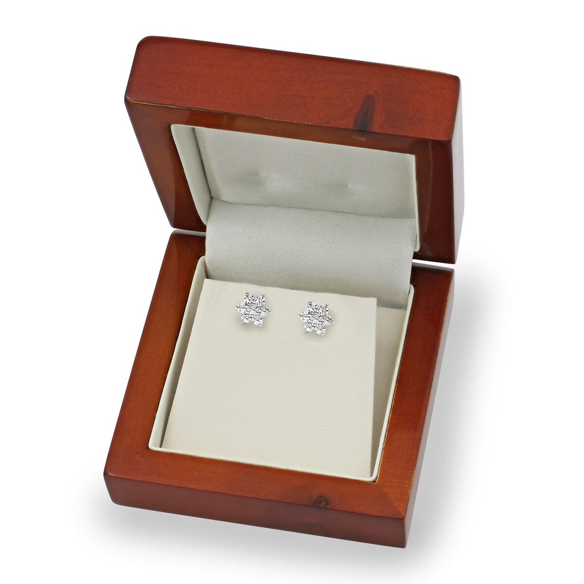 0.66ctw Round Brilliant Cut Diamond Cluster Earrings, 18ct White Gold