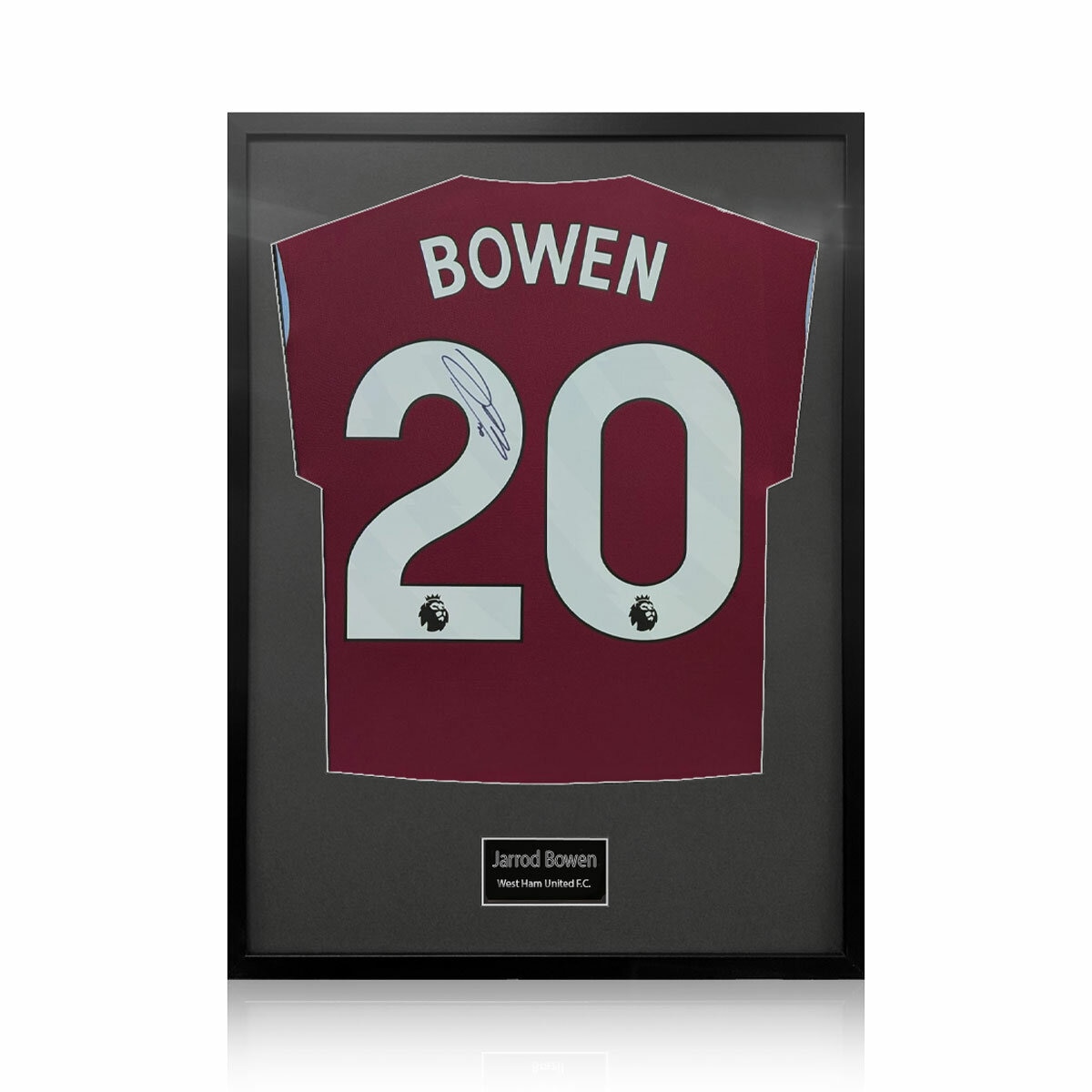 Jarrod Bowen Signed Framed West Ham United Football Shirtin Black