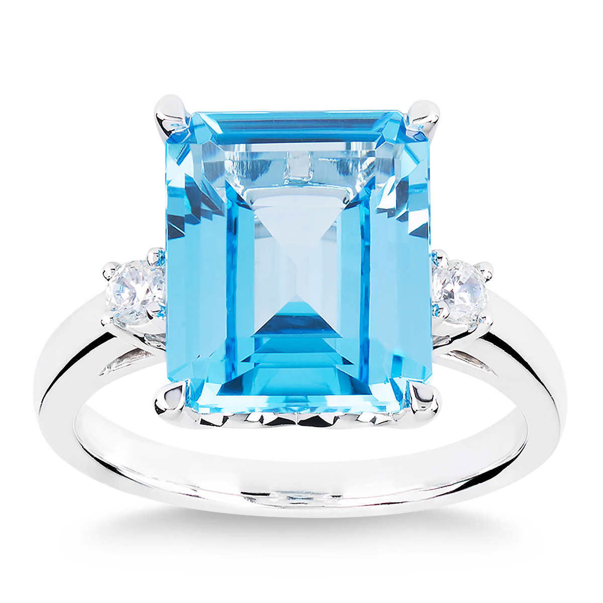 Costco.co.uk | Blue Topaz and 0.12ctw Diamond Ring, 14ct ...