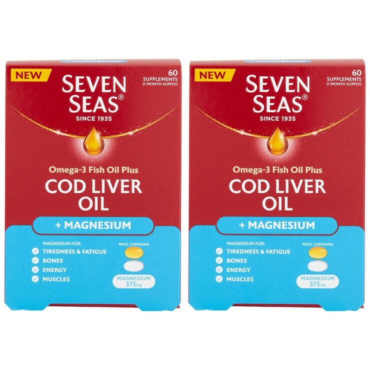 Seven Seas Cod Liver Oil and Magnesium, 2 x 60 Count Costco UK
