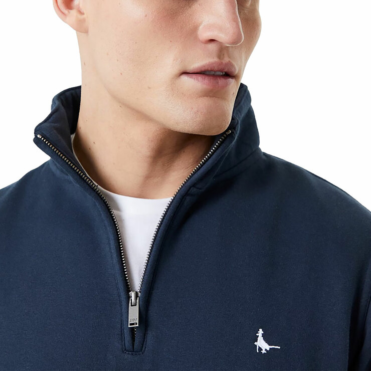 Jack Wills Men's Barchester 1/4 Zip Sweatshirt in Navy, X Large