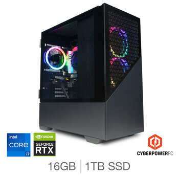 CyberPower, Intel Core i7, 16GB RAM, 1TB SSD, NVIDIA GeForce RTX 4060 Ti, Gaming Desktop PC