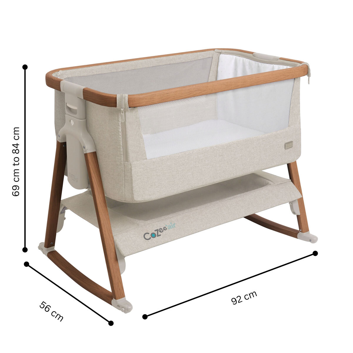 Tutti Bambini CoZee Air Bedside Rocking Crib, Walnut & Ecru