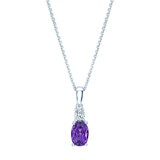 Amethyst and Diamond 14kt White Gold Pendant