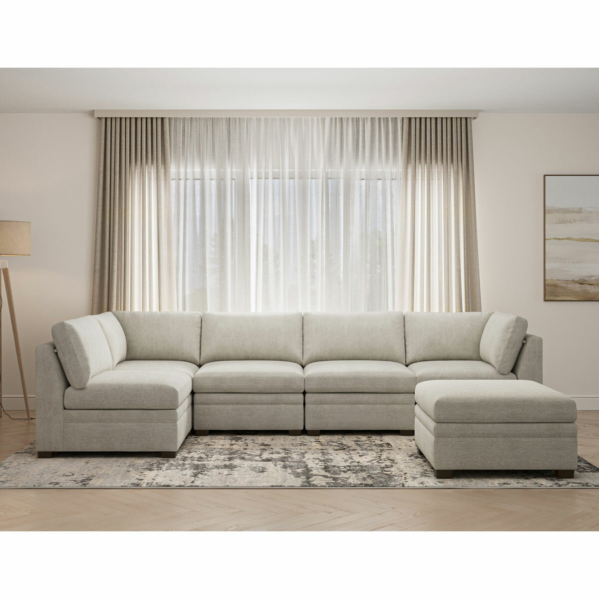 Thomasville Tisdale Taupe 6 Piece Modular Fabric Sofa Thomasville Tisdale Taupe 6 Piece Modular Fabric Sofa