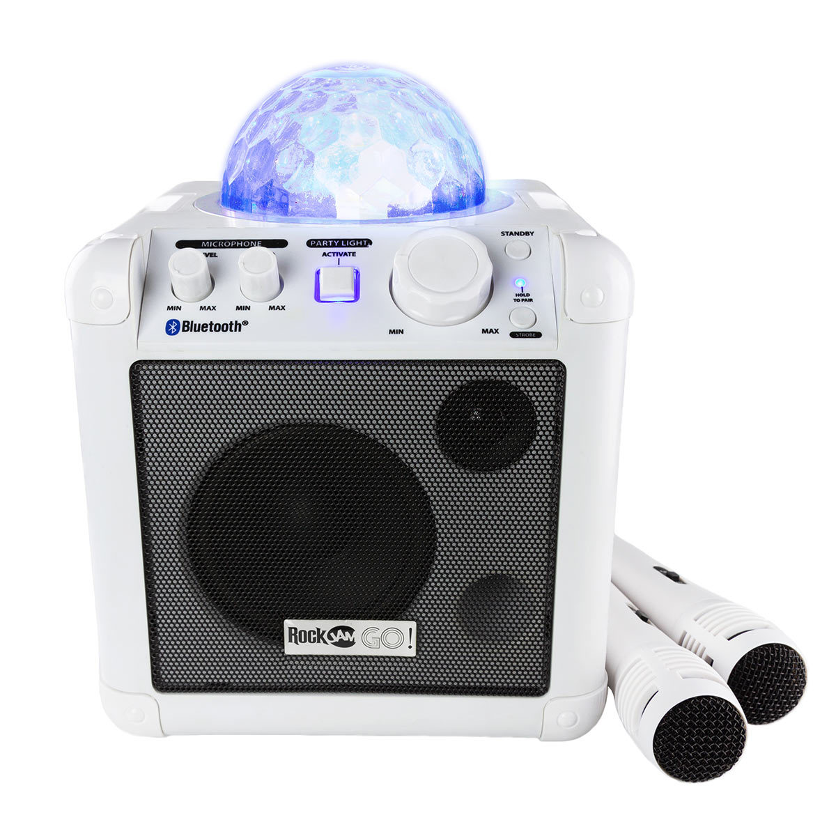 RockJam Go Lightshow Bluetooth Rechargeable Karaoke Speaker in White