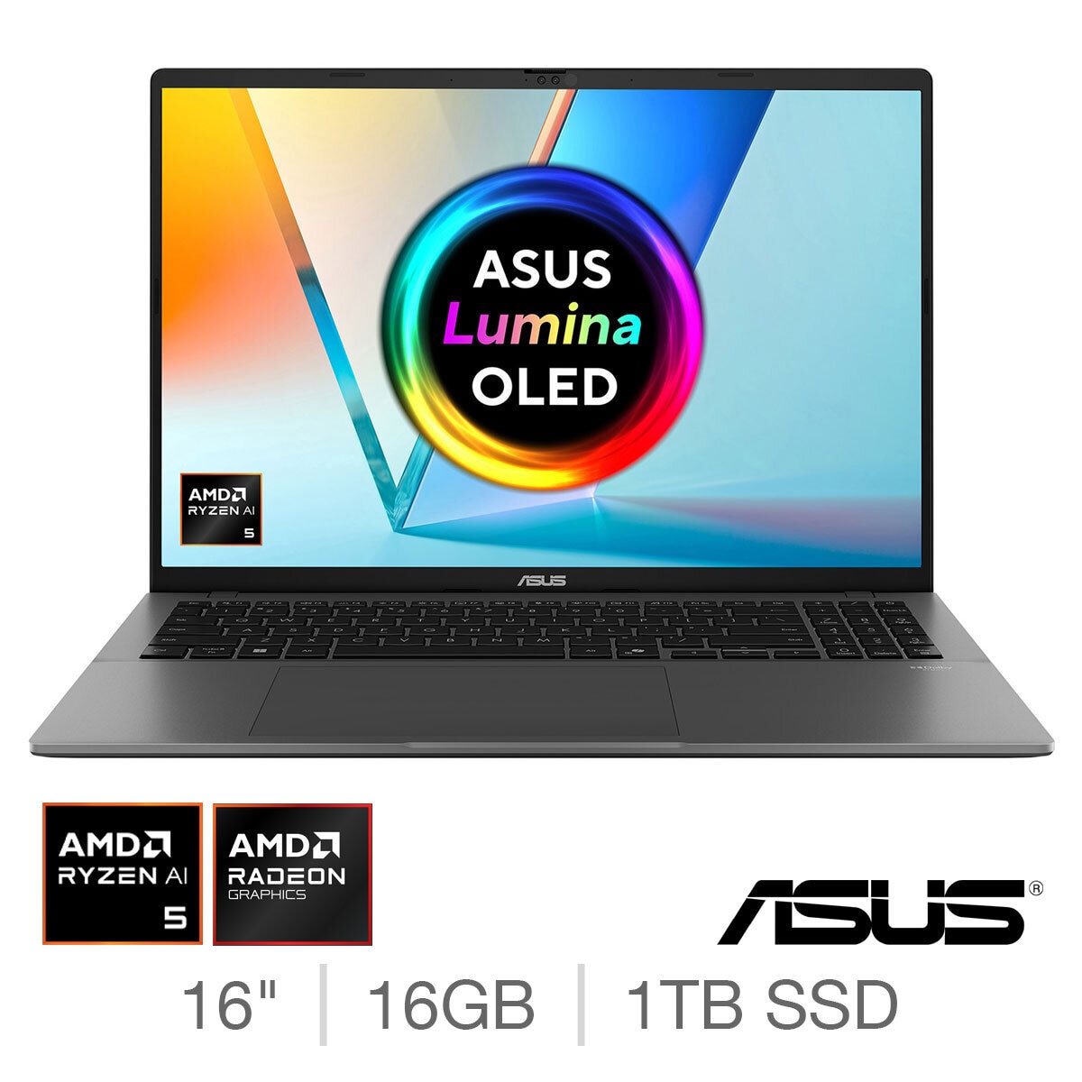 Buy ASUS Vivobook S, AMD Ryzen AI 5, 16GB RAM, 1TB SSD, 16 Inch OLED Laptop, M3607KA-SH038W at costco.co.uk