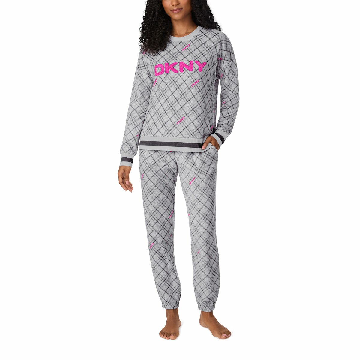 DKNY Ladies Fleece Lounge Set in Grey DKNY Ladies Fleece Lounge Set in Grey