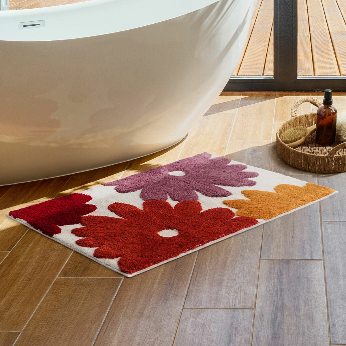 Home Inspiration Flower Bath Mat in 3 Colours, 55 x 91 cm Home Inspiration Flower Bath Mat in 3 Colours, 55 x 91 cm
