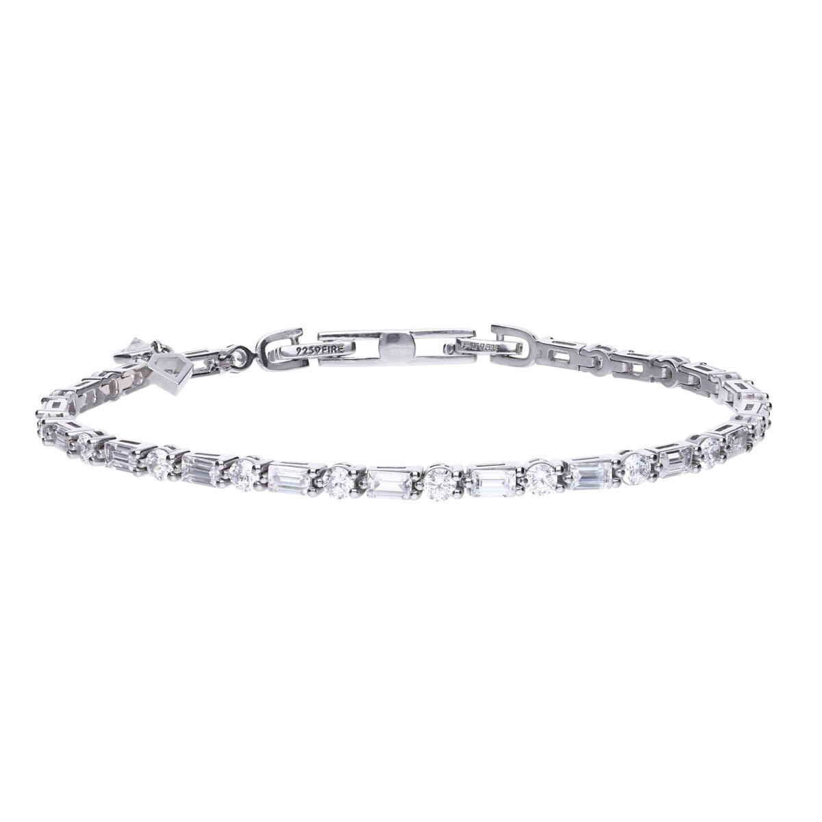 DiamonFire Sterling Silver Cubic Zirconia Baguette and Round Bracelet