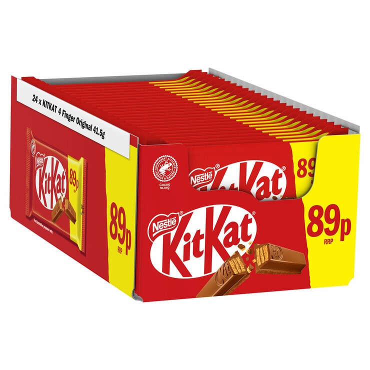 Kit Kat 4 Finger Milk Chocolate Bar, 24 x 41.5g Kit Kat 4 Finger Milk Chocolate Bar, 24 x 41.5g