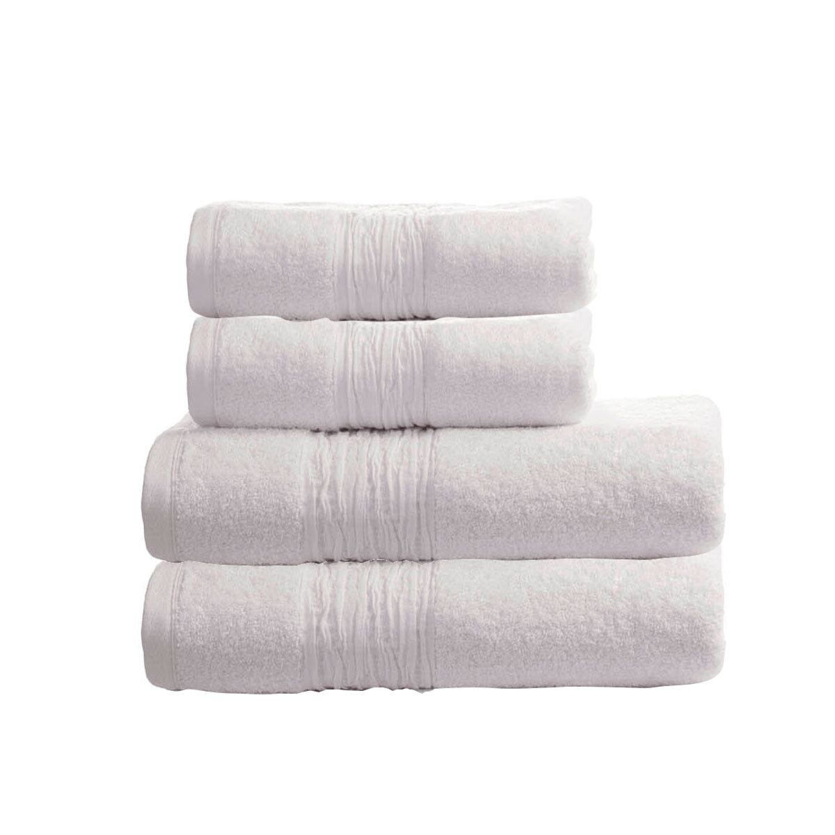 Lazy Linen 4 Piece Hand & Bath Sheet Towel Bundle in White
