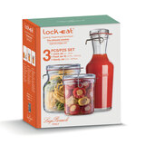 Luigi Bormioli Lock-Eat Glass Jars, 3 Piece Set with Lids