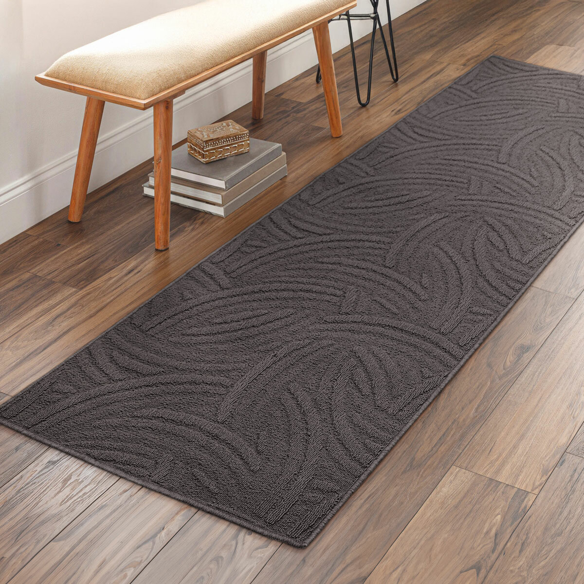Charcoal runner on kitchen floor