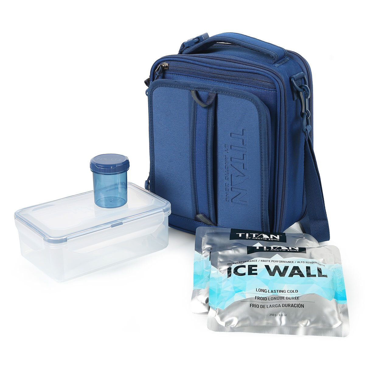Titan Fridge Cold, Crush Resistant Lunch Pack with 2 Ice Walls in Blue