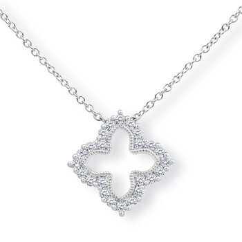 0.38ctw Round Brilliant Cut Diamond Quatrefoil Pendant, 18ct White Gold