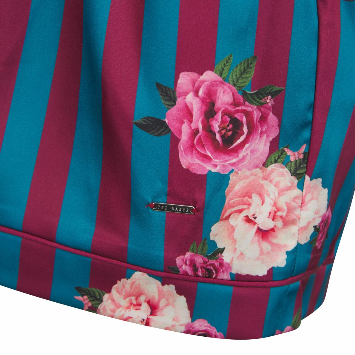 Ted Baker Ladies Satin 2 Piece PJ Set in Burgundy & Dark Blue