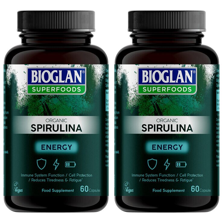 Bioglan Superfoods Organic Spirulina, 2 x 60 Capsules (2 Months Supply