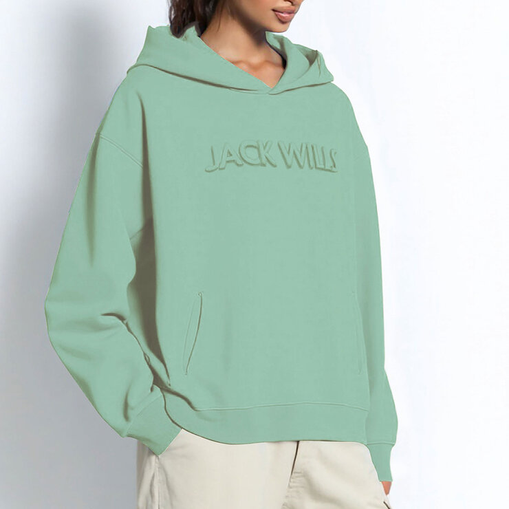 Jack Wills Ladies Embossed Logo Hoody in Mint