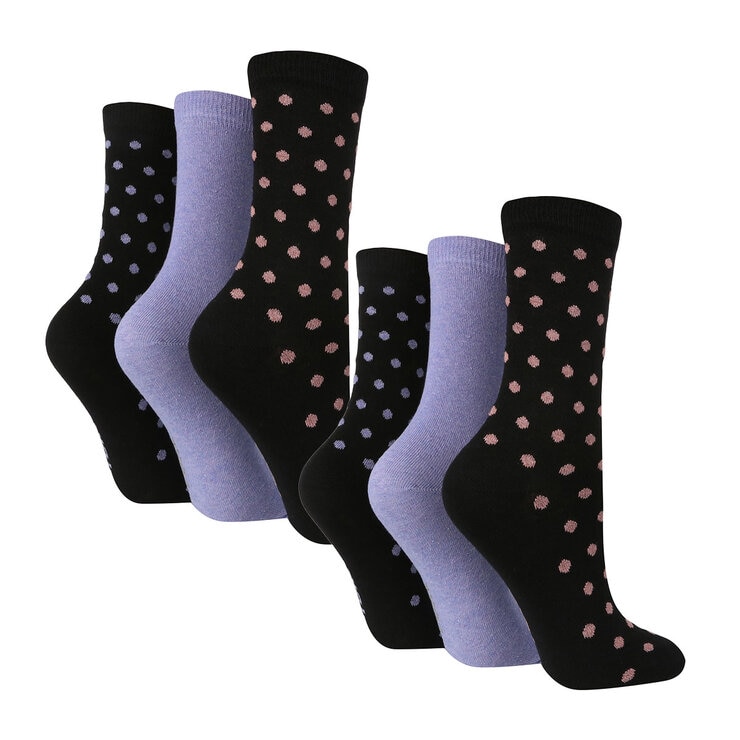 Tore Ladies Pin Dot Cotton Socks, 2 x 3 Pack Tore Ladies Pin Dot Cotton Socks, 2 x 3 Pack