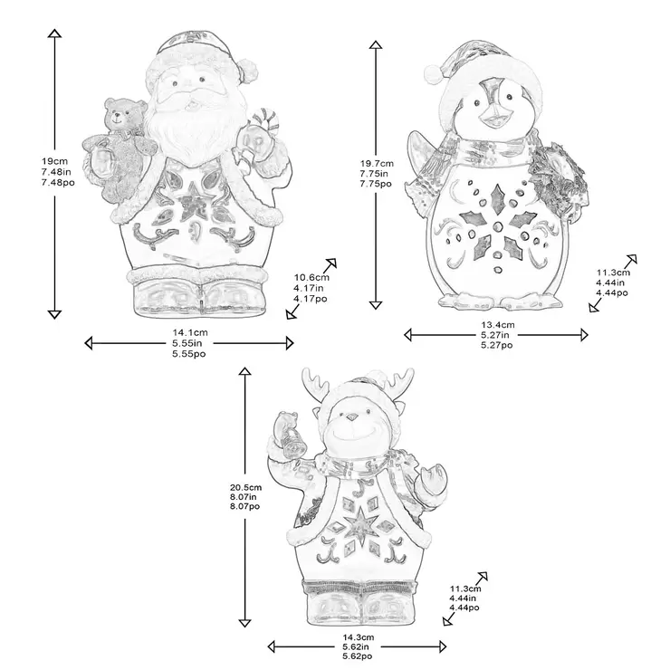 Buy Santa, Penguin & Reindeer Night Lights Set of 3 Combined Dimensions Image at Costco.co.uk