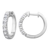 1.20ctw Round Brilliant Cut Diamond Hoop Earrings, 14ct White Gold