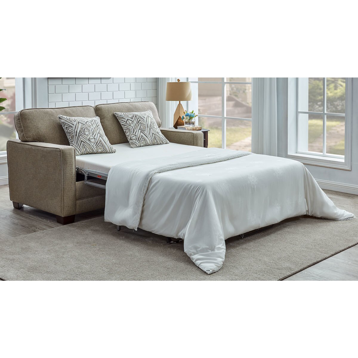 Landree Fabric Full Size Sleeper Sofa Bed with 2 Accent Pillows Costco UK