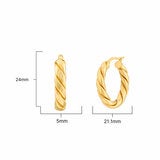 14ct Yellow Gold Twist Oval Hoop Earrings 14ct Yellow Gold Twist Oval Hoop Earrings