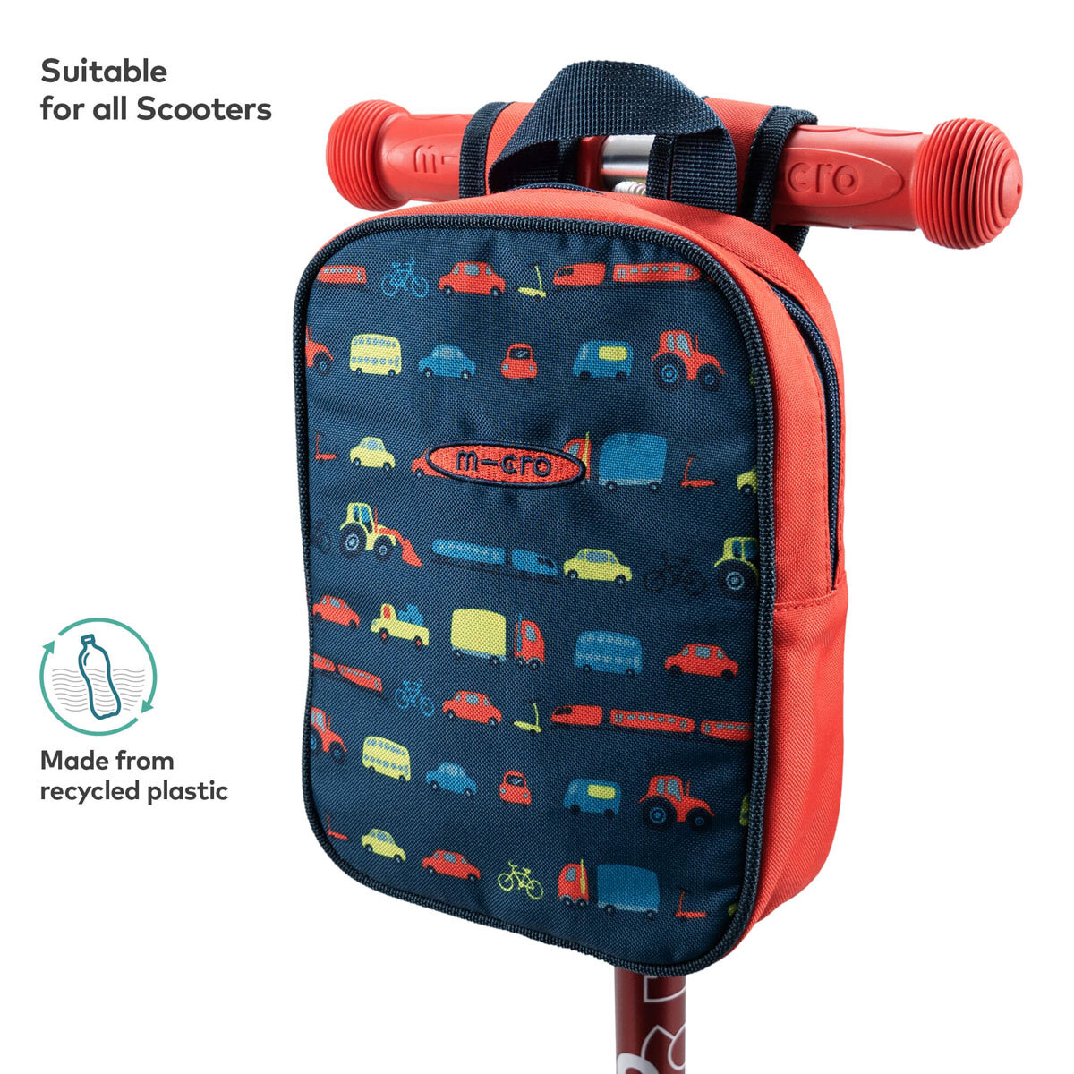 Micro Maxi Deluxe LED Navy Scooter with Blue Helmet and Vehicle Lunch Bag (5+ Years)