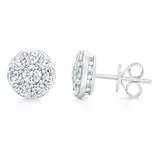 1.50ctw Cluster Stud Diamond Earrings, 14ct White Gold