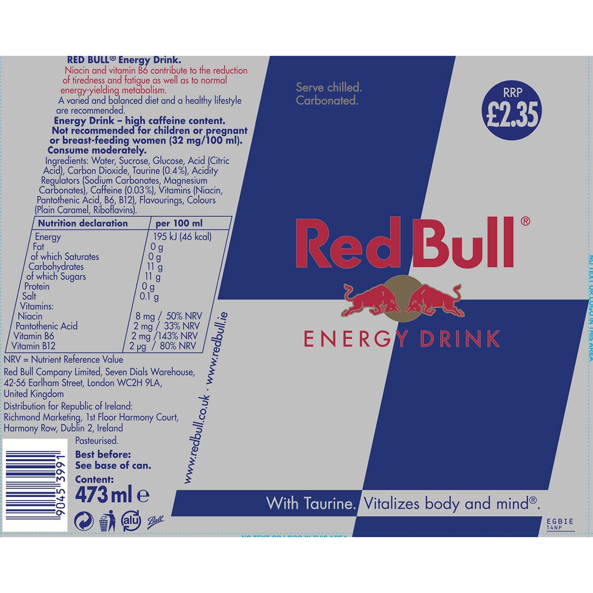 Red Bull PMP £2.35, 12 x 473ml