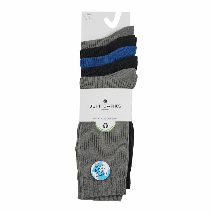 Jeff Banks Men's Ribbed Sock 10 Pack in Black Jeff Banks Men's Ribbed Sock 10 Pack in Black