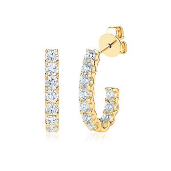 1.50ctw Round Brilliant Cut Diamond J-Hoop Earring, 14ct Yellow Gold