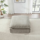 Aiden & Ivy Sereen Beige Fabric Ottoman