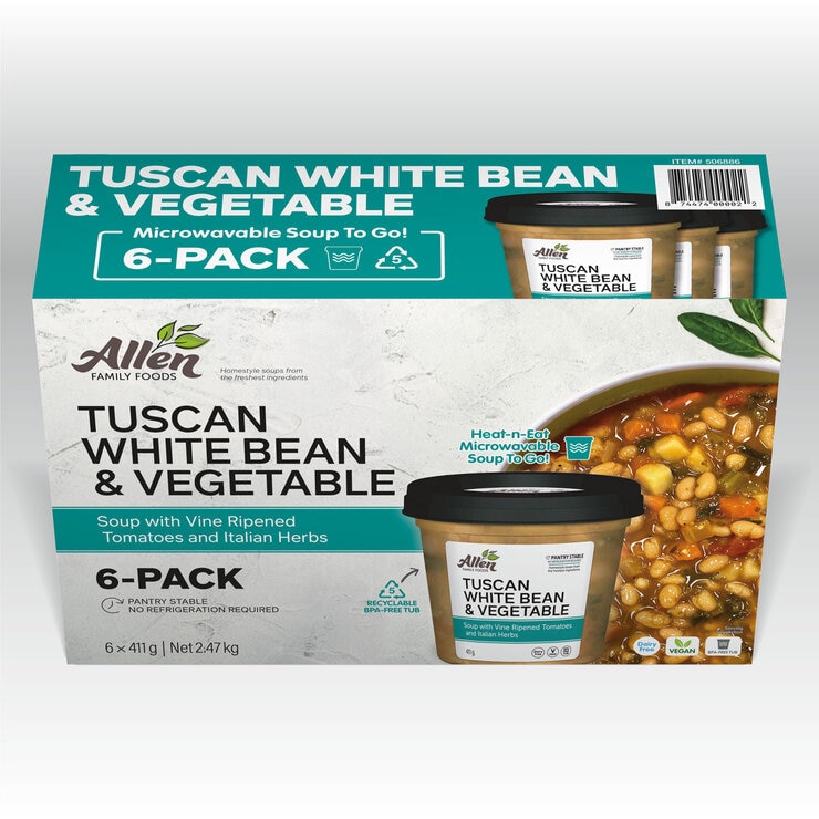 Allen Family Foods Tuscan White Bean & Vegetable Soup, 6 x 400g Allen Family Foods Tuscan White Bean & Vegetable Soup, 6 x 400g