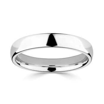 4.0mm Luxury Court Wedding Ring, 18ct White Gold