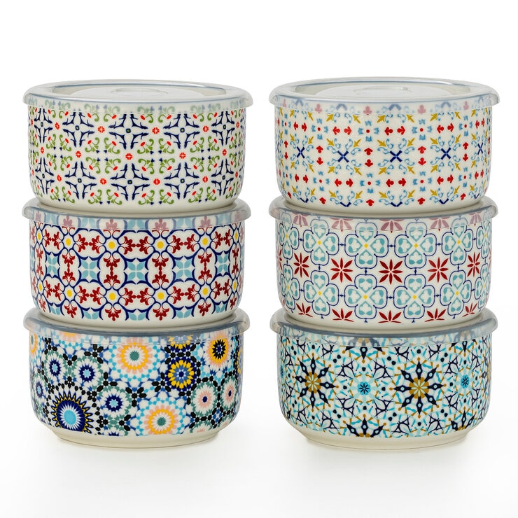 Signature Stoneware Bowls with Lids, 6 Pack Signature Stoneware Bowls with Lids, 6 Pack