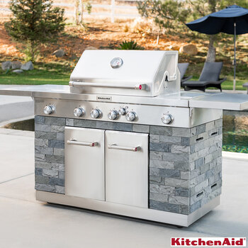 KitchenAid 4 Burner Mini Island Gas Barbecue Grill + Cover