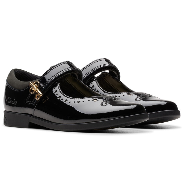 Clarks Kids Lock Magic Black Patent Shoes Clarks Kids Lock Magic Black Patent Shoes