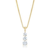 1.00ctw Round Brilliant Cut 3 Stone Diamond Pendant, 14ct Yellow Gold