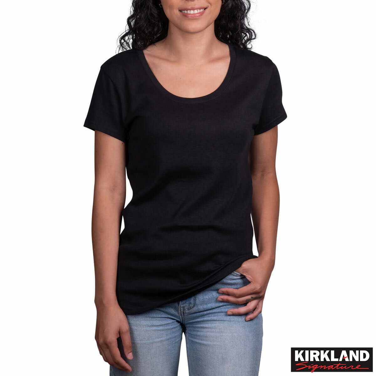 Kirkland Signature Ladies Scoop Neck Pima Tee in Black