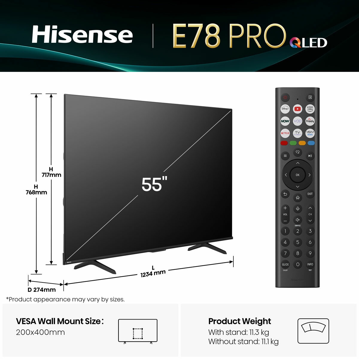 Hisense 55E78QTUK PRO 55 Inch QLED HD Smart TV Hisense 55E78QTUK PRO 55 Inch QLED HD Smart TV