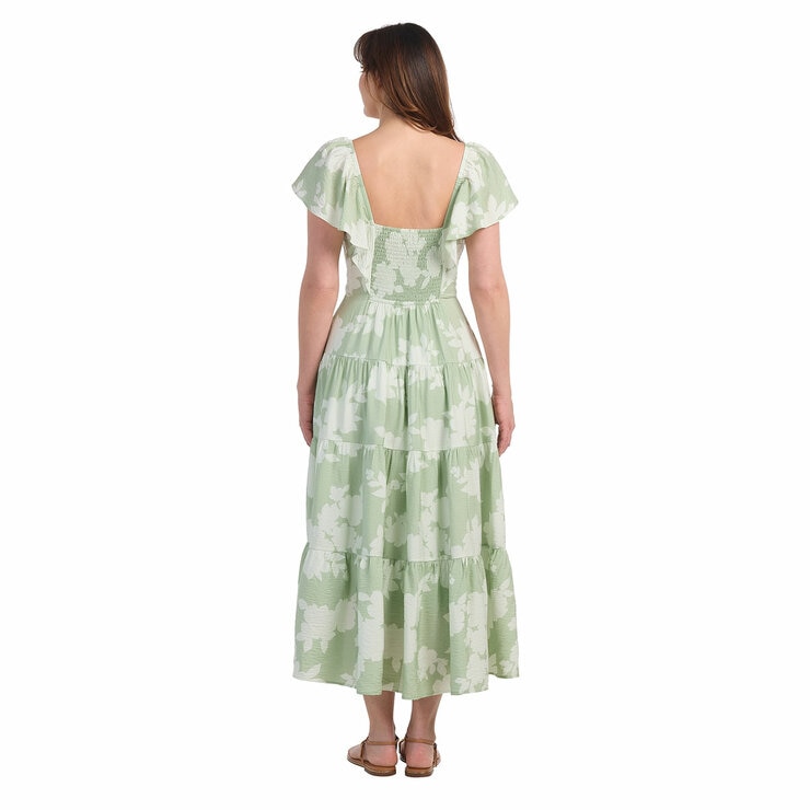 Dalia Ladies Tiered Maxi Dress in Green