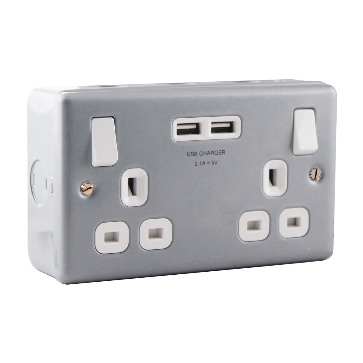 BG Electrical Metal Clad Switched Double Socket and USB Charger 2