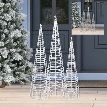 Colour Changing Cone Tree with 900 LED lights- Set of 3