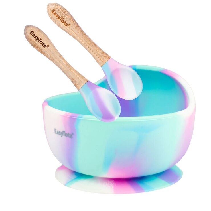 EasyTots Suction Bowl with Bamboo Spoons in 5 Colours EasyTots Suction Bowl with Bamboo Spoons in 5 Colours