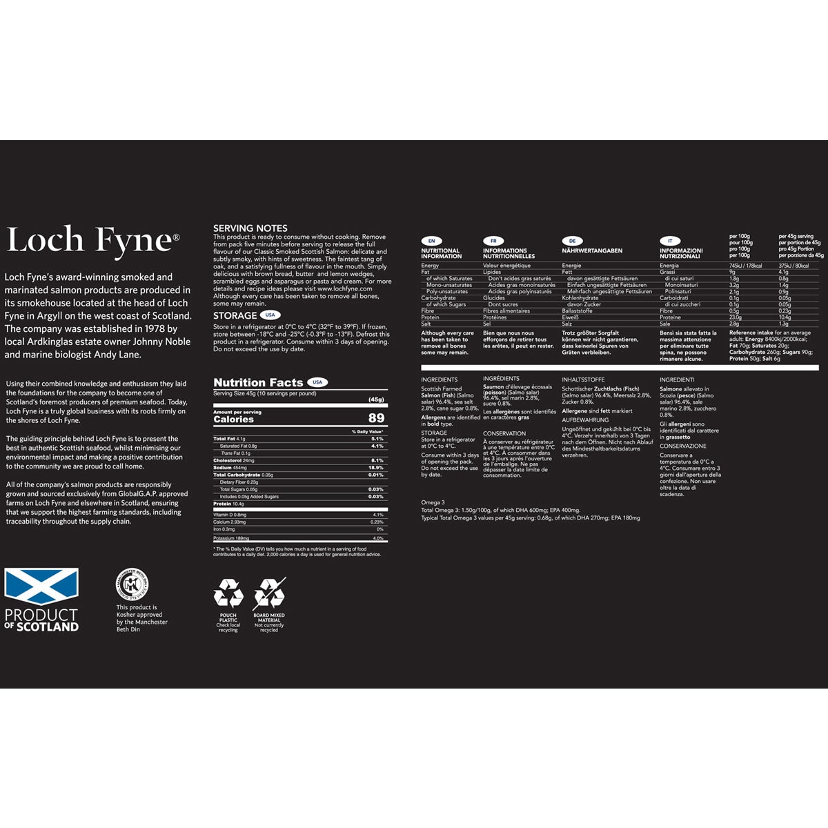 Loch Fyne Scottish Smoked D Cut Salmon, 1kg